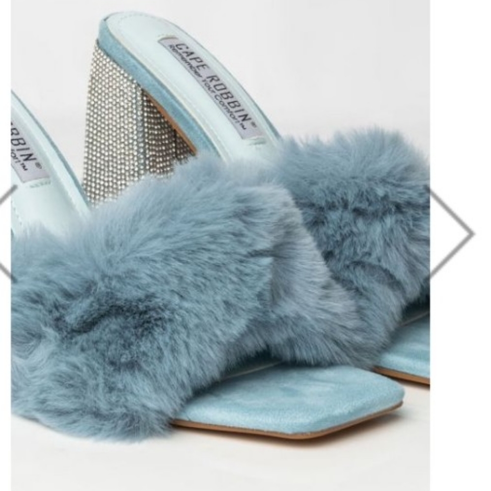 Cape Robbin Fluffy Rhinestone Mules - Picture 3 of 7